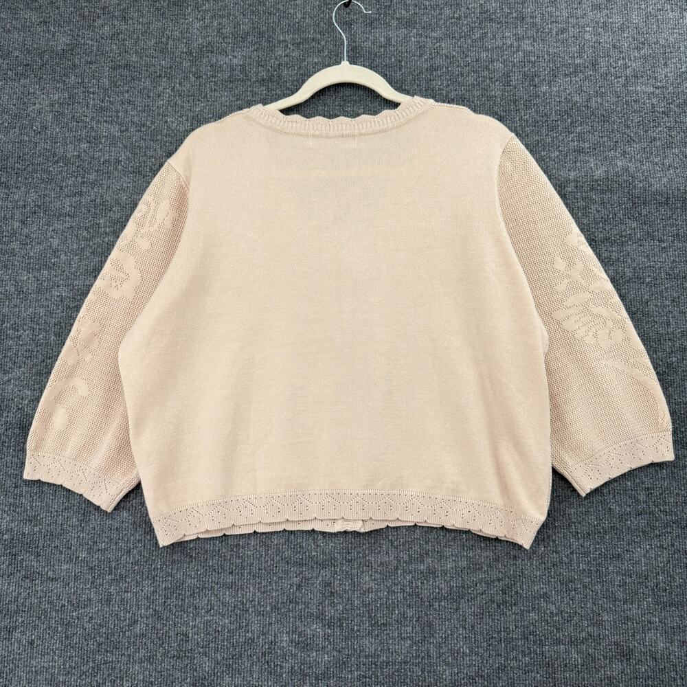 Kate Kasin Womens Cropped Floral Knit Cardigan Sweater Size 2XL Cottage Feminine - Picture 6 of 11